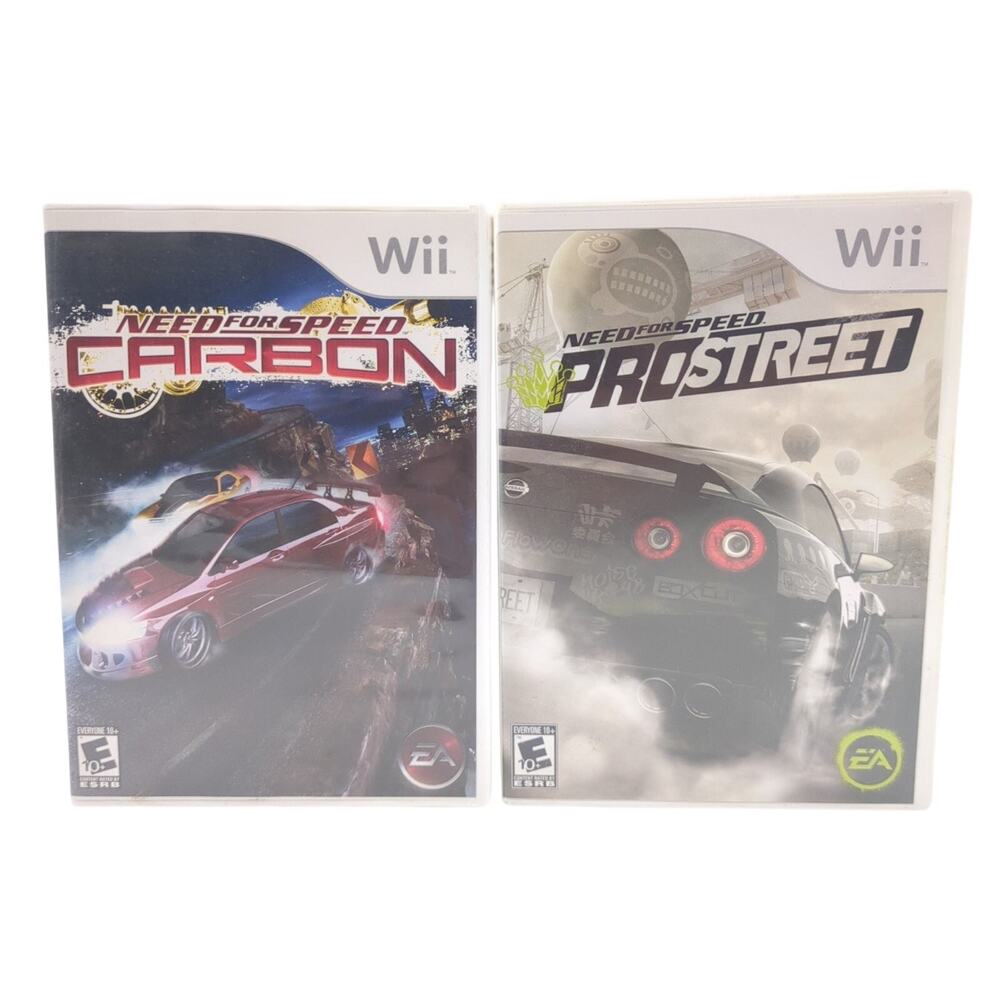 Need for Speed Carbon & ProStreet Wii Video Games Racing Lot Multiplayer CIB